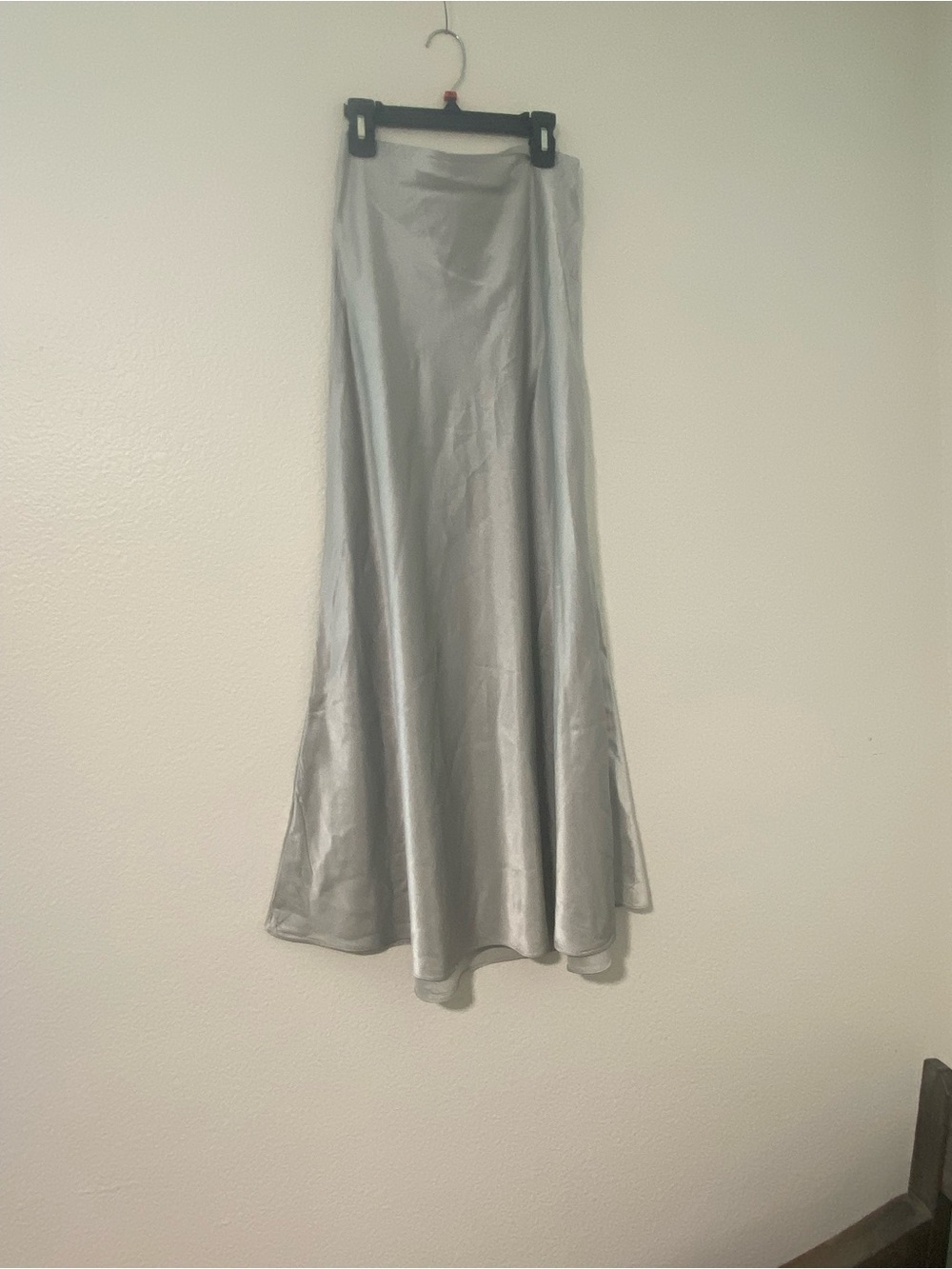 Massimo Dutti Silver-Gray Satin Maxi Skirt